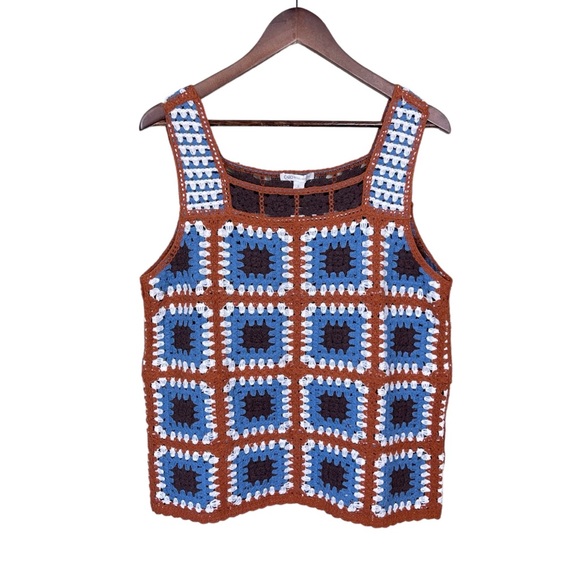 Cato Tops - Crochet Knit Granny Square Boho Festival Tank